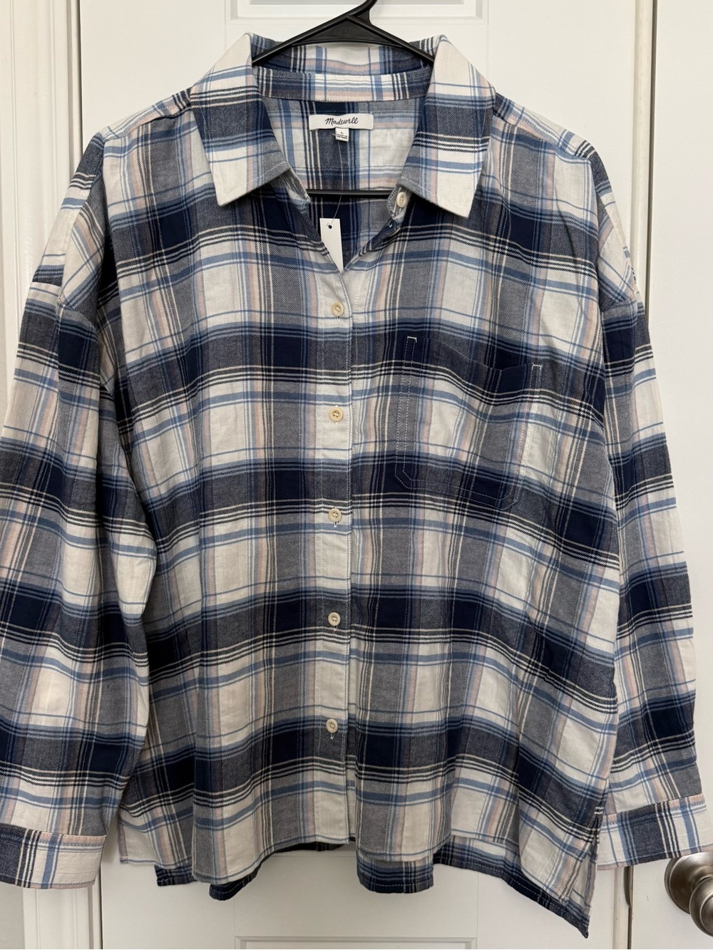 Madewell Women’s Plaid Cotton Button-Down Shirt Size L NWT